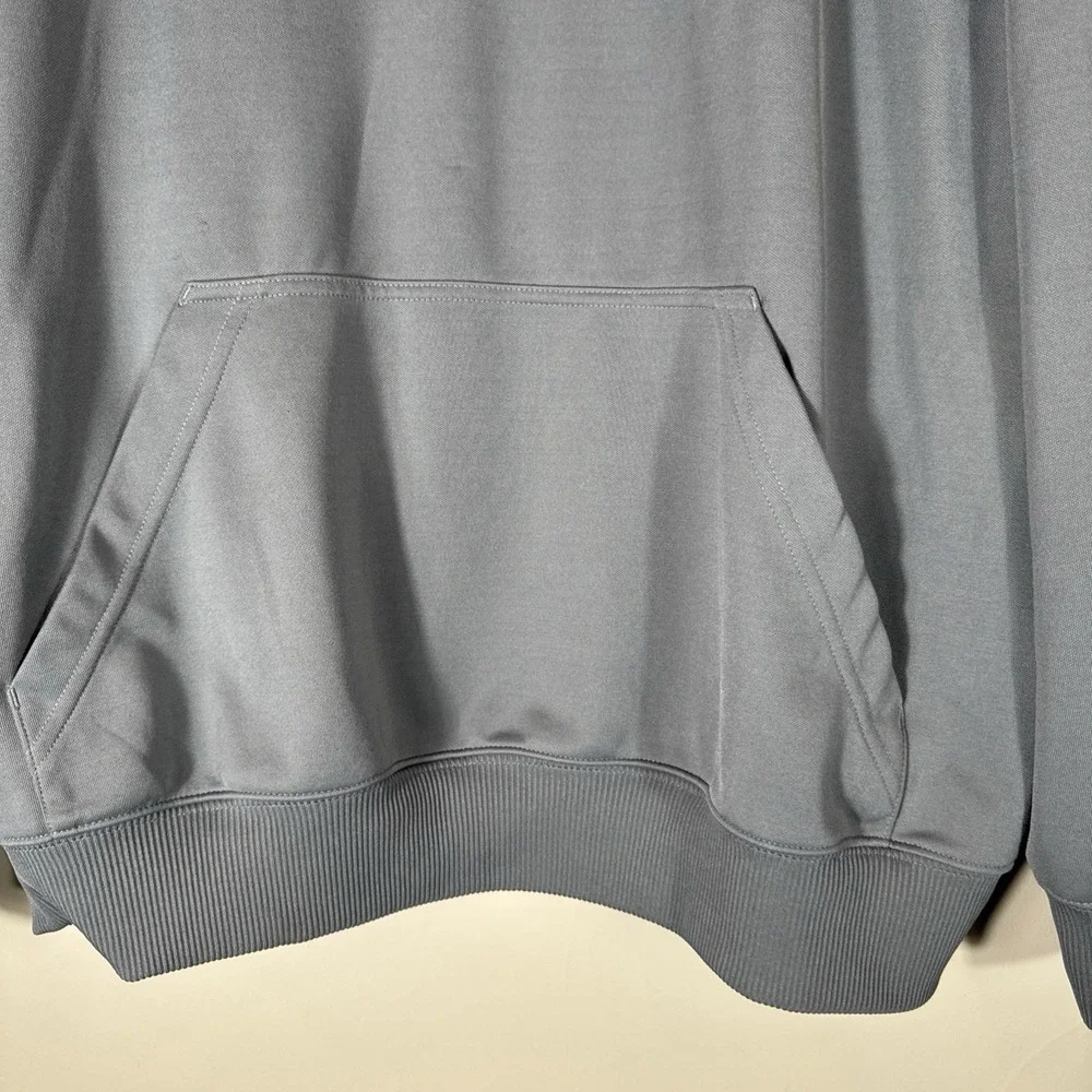 ADIDAS Mens Gray Hoodie With Neon Orange Hit And Kangaroo Pocket XL